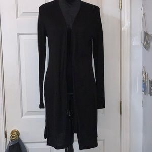 Long Black Split Side Cardigan